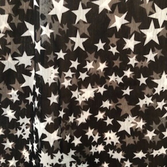 3/$15 Vintage One Star Brand Oblong Spangled Black White Stars Large Small Scarf - Picture 2 of 6